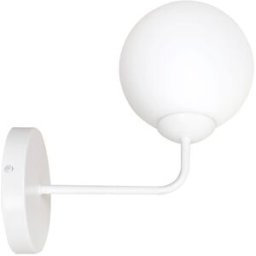 Wonderlamp Aplique de pared minimalista blanca con esfera de cristal