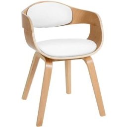 CLP Silla de madera con asiento en Simil cuero Natural/blanco
