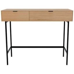 Koketto Home Consola recibidor de dos cajones en madera de roble y patas negras