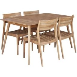 BERAH GETAH Conjunto de muebles de exterior de teca maciza de 4/6 plazas