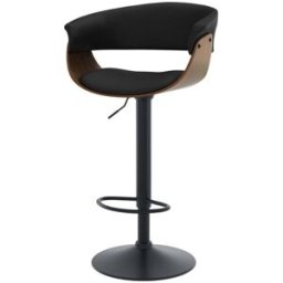Maison Pavane Silla de bar ajustable 59/81 cm en cuero artificial negro
