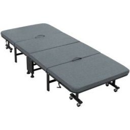 ECD Germany Cama plegable 80 x 190 cm con ruedas y colchón, estructura de acero