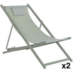 NIYLO Conjunto de 2 hamacas de acero con cojín verde 61x103x96 cm