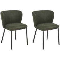 Beliani Conjunto de 2 sillas de comedor tela verde oscuro