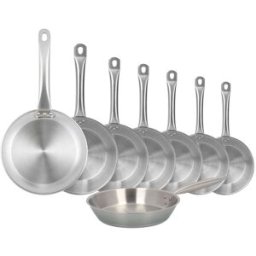 WellHome Set de 8 sartenes de acero inox gris ø20-22-24-26-28-30-32-34 cm