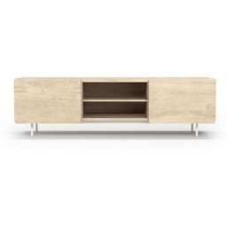 Herdasa Mueble tv melamina roble claro patas blanco 54x180x44 cm
