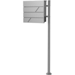 ML-Design Buzón de correos de acero gris claro + soporte plateado