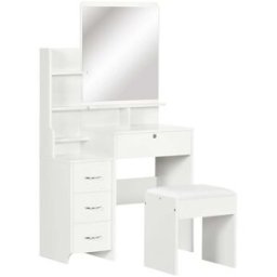 Homcom Tocador con espejo 80x38x143 cm blanco