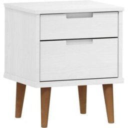 Maison Chic Mesita de noche madera maciza de pino blanco 40x35x48 cm