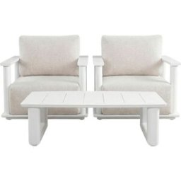 Kerama Conjunto de jardín de 2 sillones de aluminio blanco y mesa