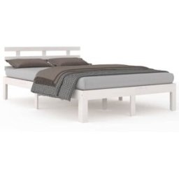 Maison Chic Cama matrimonial de madera maciza blanco 140x190 cm