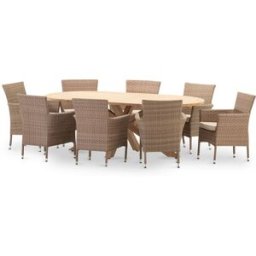 Defora Home Conjunto de jardín mesa oval 220x115 y 8 sillas ratán sintético