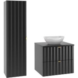 Petits meubles Conjunto de muebles con lavabo paneles de melamina y mdf negro