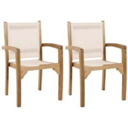 MACABANE Conjunto de 2 sillones de jardín de madera de teca y textileno
