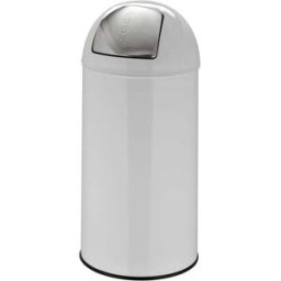 hjh OFFICE Cubo de basura de acero de 35 litros blanco