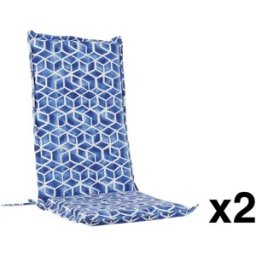 NIYLO Conjunto de 2 cojines de silla exterior en poliéster azul 42x4x115 cm