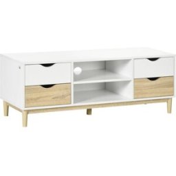 Homcom Mueble de tv 120x40x44.5 cm blanco y roble