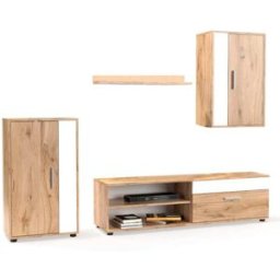 Home Heavenly Mueble salón completo 4 módulos en color krenata y blanco