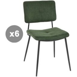 Meubles Cosy Conjunto de 6 sillas industriales tela verde estructura metálica