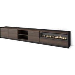 Skraut home Mueble tv efecto madera roble oscuro y negro 310 chimenea efecto fuego
