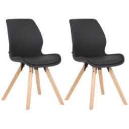 CLP Set de 2 sillas con asiento en simil cuero negro