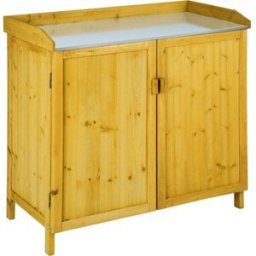 Tectake Armario de jardín con tablero de mesa de chapa galvanizada