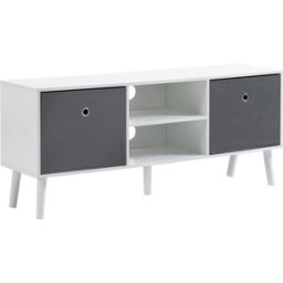 Homcom Mueble de tv 110x29x46.5 cm blanco y gris