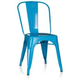 hjh OFFICE Silla de metal sin apoyabrazos azul claro