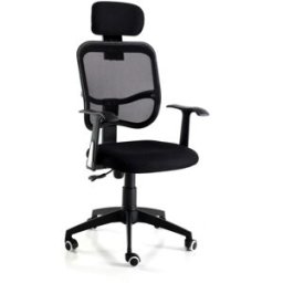 ORESTELUCHETTA Silla de oficina con reposacabezas en tela negra cm al.110xl54xp57
