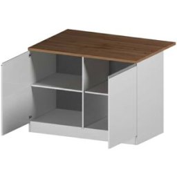 Dmora Isla de cocina imitación madera blanco brillante, roble 125x90h90 cm