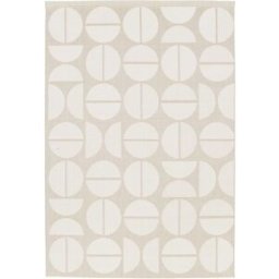 sweeek Alfombra interior/exterior diseño geométrico beige poliéster reciclado