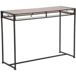Mauro Ferretti Consola rectangular de metal negro con tapa de madera cm 110x40x80