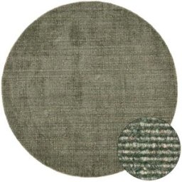 THEKO Alfombra de viscosa tejida a mano a rayas - verde diam 150 cm