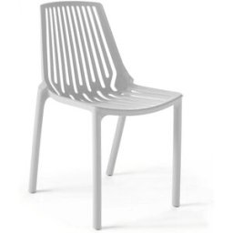 Oviala Silla de jardín de plástico blanco con diseño perforado