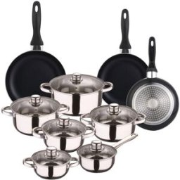 WellHome Batería de cocina de acero inox y sartenes cobre ø16,20,24 cm