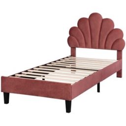 MODFU Cama infantil terciopelo rojo 90x200 cm con somier de láminas