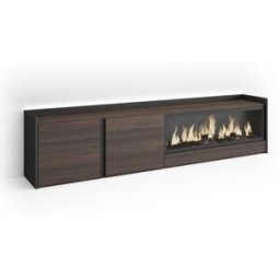 Skraut home Mueble tv efecto madera roble negro 212x35x50cm chimenea efecto fuego