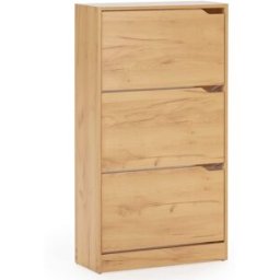 HOMN Mueble zapatero 3 puertas color roble claro, para 18 pares