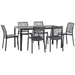 Fuori Conjunto de jardín mesa rectangular antracita + 6 sillas antracita
