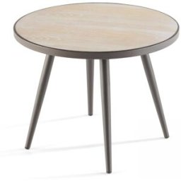 Oviala Mesa de centro redonda con mesa de imitación de madera