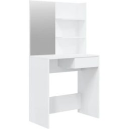 Maison Chic Tocador con espejo,mesa de maquillaje madera blanco 74,5x40x141cm