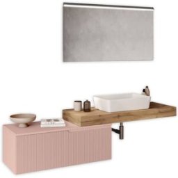AQA DESIGN Mueble de baño 4 piezas en mdf roble/rosa polvo