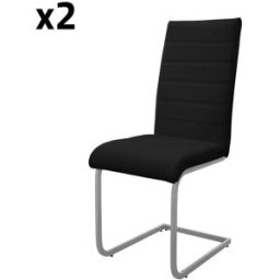 ML-Design 2x Sillas de comedor basculantes, imitación cuero negro, respaldo alto