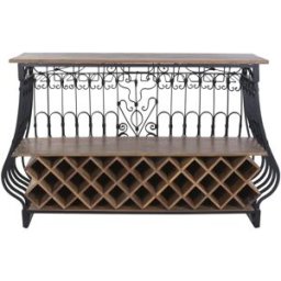 NIYLO Mueble bar en acero negro 144x42x97 cm