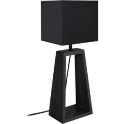 Tosel Lámpara de mesa madera negro pantalla negro
