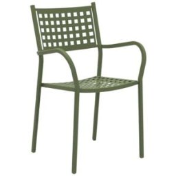 MondoViro Conjunto de 8 sillones de metal verde con reposabrazos 53x53 cm 85h