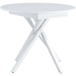 Pondecor Mesa de comedor extensible en blanco mate con patas blancas