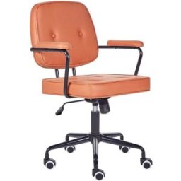Beliani Silla de oficina giratoria tela naranja