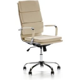HOMN Sillón de oficina reclinable taupe, piel sintética, altura ajustable