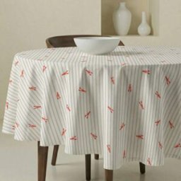 Muare Home Mantel redondo antimanchas 100% algodón beige y blanco Ø 190 cm